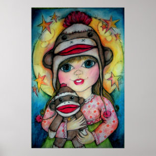 Sock Monkey See, Monkey Do Poster