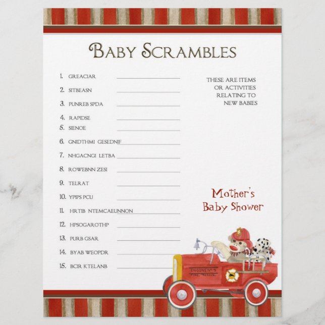 Sock Monkey, Shower Bingo n Scramble Game (Front)