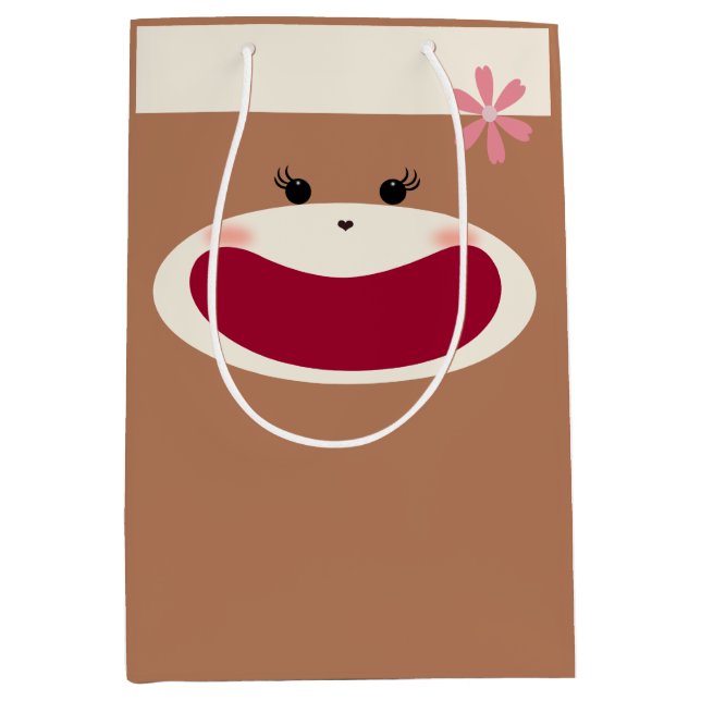 Sock Monkey Smile(Girl) Medium Gift Bag (Front)