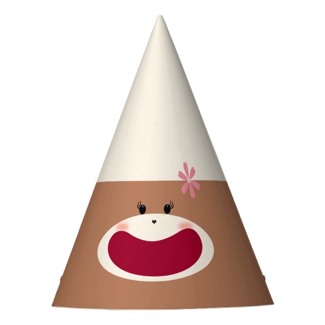 Sock Monkey Smile(Girl) Party Hat (Front)