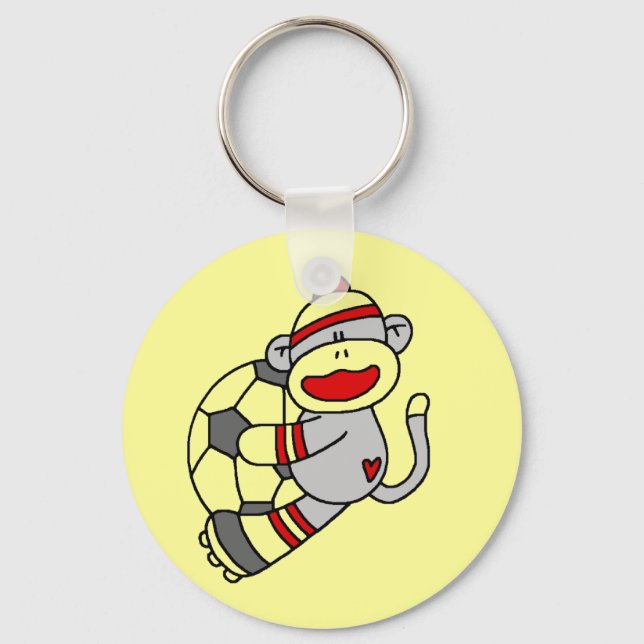 Sock Monkey Soccer Tshirts and Gifts Key Ring (Front)
