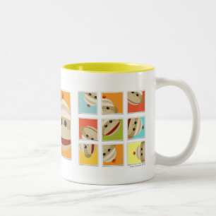 Sock Monkey Socks Blocks by Kelly Schwark Two-Tone Coffee Mug
