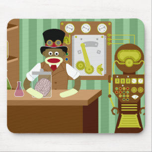 Sock Monkey Steampunk Scientist Mouse Mat