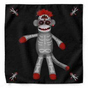 Sock monkey Sugar Skull Day of the Dead Bandana