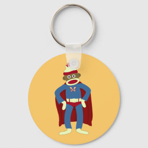 Sock Monkey Superhero Key Ring