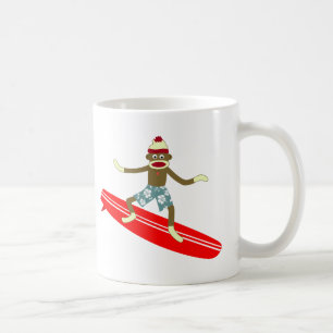 Sock Monkey Surfer Coffee Mug