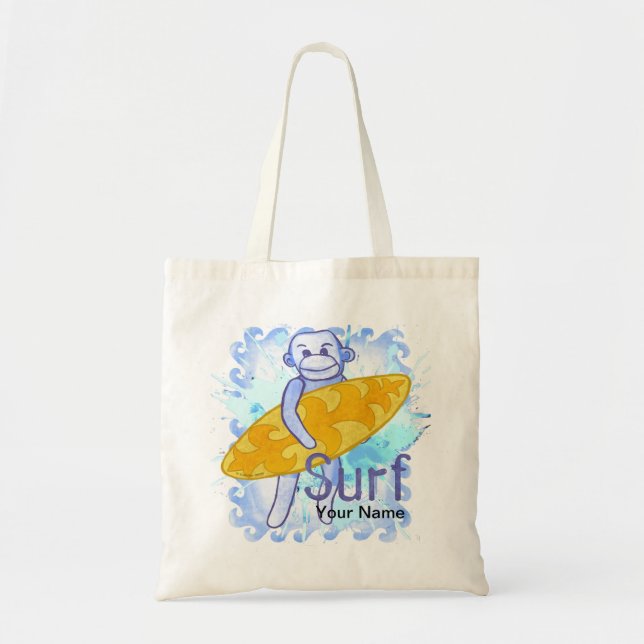 Sock Monkey Surfer Tote Bag (Front)