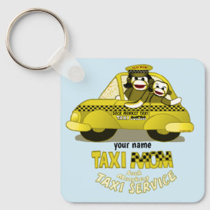 Sock Monkey Taxi Mum Key Ring