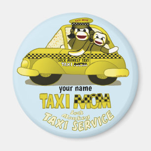 Sock Monkey Taxi Mum  Magnet