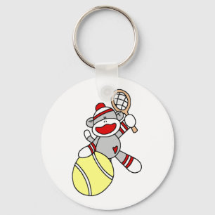 Sock Monkey Tennis Key Ring