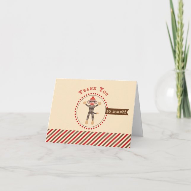 Sock Monkey Thank You Card (Front)