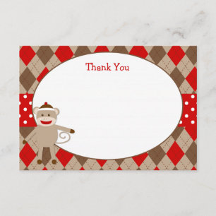 Sock Monkey Thank You Cards