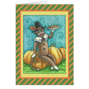 SOCK MONKEY THANKSGIVING GREETING CARD Verse