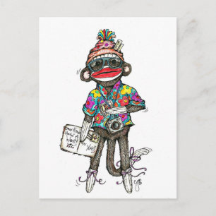 Sock Monkey Tourist Postcard