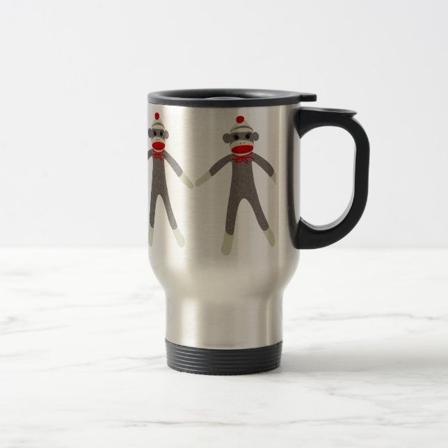 Sock Monkey Travel Mug (Right)