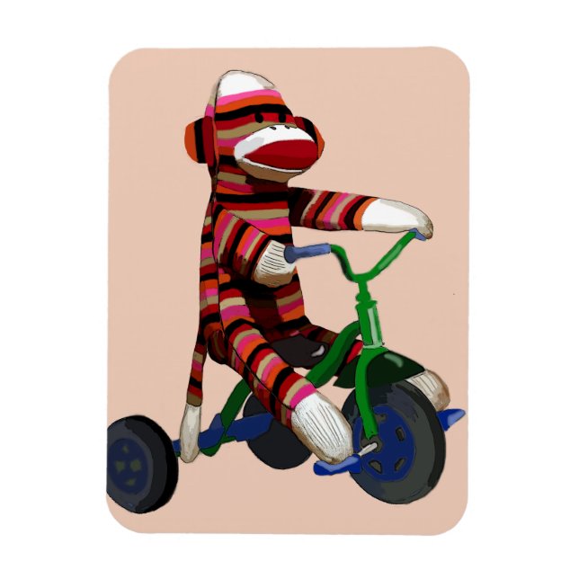 Sock Monkey Tricycle Magnet (Vertical)