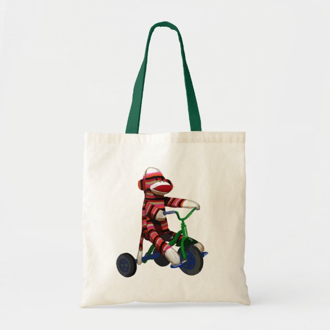 Sock Monkey Tricycle Tote Bag (Front)