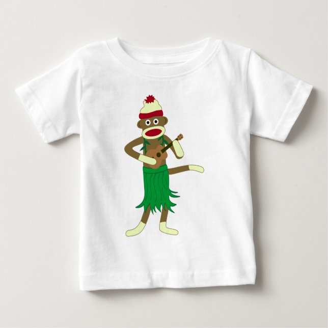 Sock Monkey Ukulele Baby T-Shirt (Front)