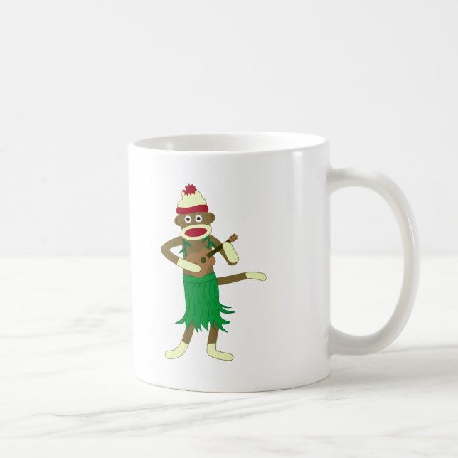 Sock Monkey Ukulele Coffee Mug (Right)