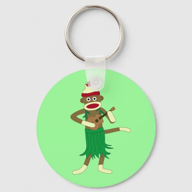 Sock Monkey Ukulele Key Ring (Front)