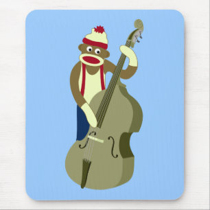 Sock Monkey Upright Bass Player Mouse Mat
