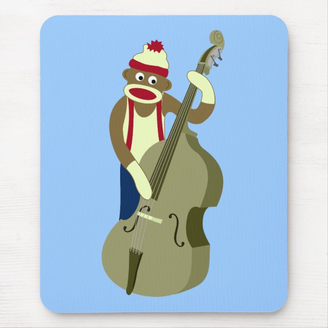 Sock Monkey Upright Bass Player Mouse Mat (Front)