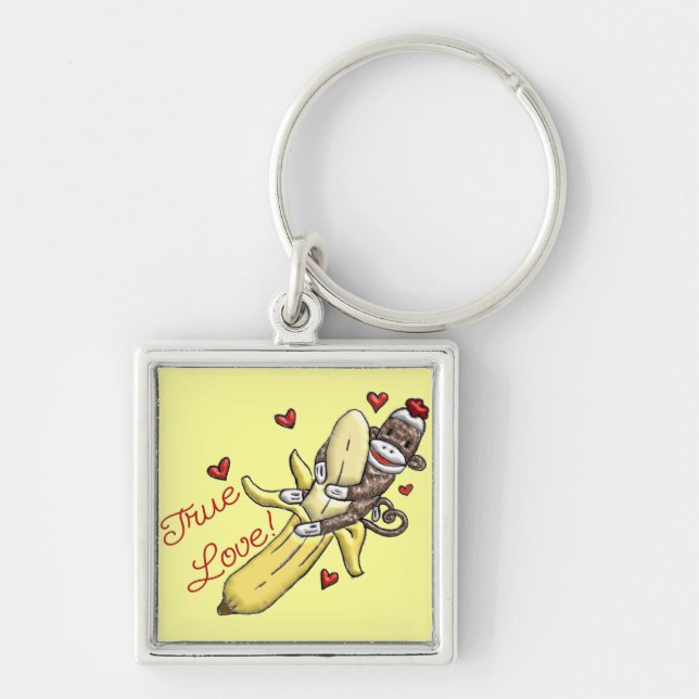 Sock Monkey Valentine Merchandise Key Ring (Front)