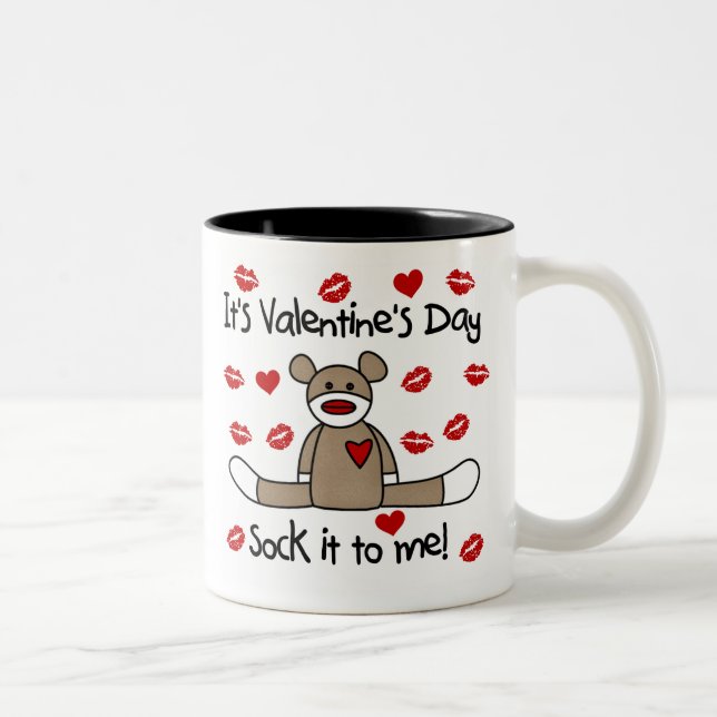 Sock Monkey Valentines Day Two-Tone Coffee Mug (Right)