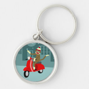 Sock Monkey Vespa Scooter Key Ring