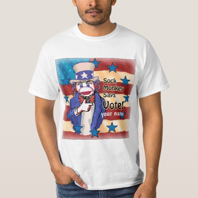 Sock Monkey Vote   T-Shirt (Front)