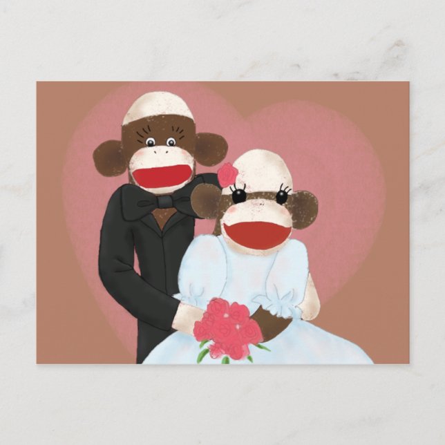Sock Monkey Wedding(Bowty & Violet) Postcard (Front)