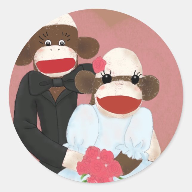 Sock Monkey Wedding(Bowty & Violet) Sticker (Front)