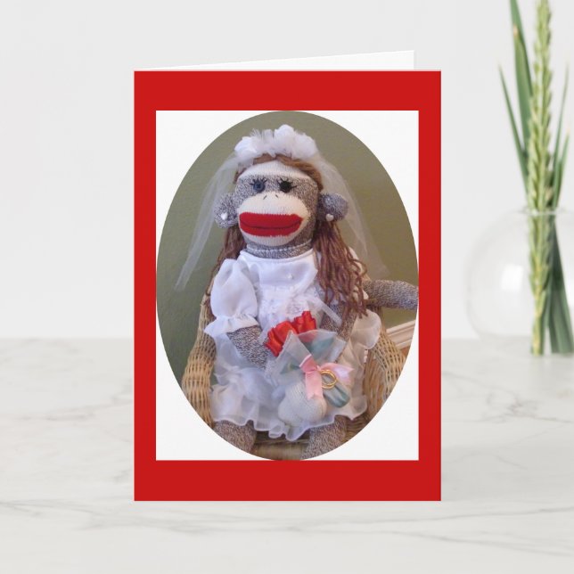 Sock Monkey Wedding Bride Card (Front)