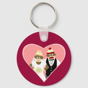 Sock Monkey Wedding Key Ring