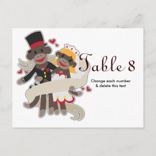 SOCK MONKEY Wedding Table Cards numbers Postcard