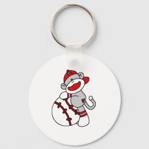 Sock Monkey With Baseball T shirts and Gifts Key Ring