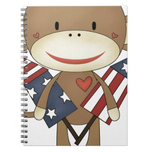 Sock monkey with rockets notebook