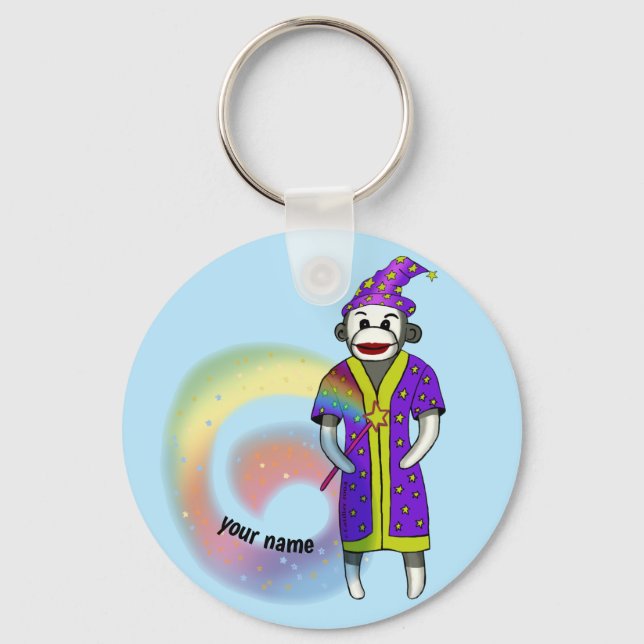 Sock Monkey Wizard  Key Ring (Front)