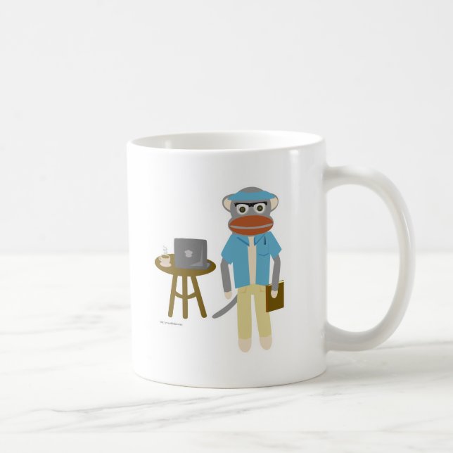 Sock Monkey Writer Coffee Mug (Right)