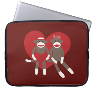 Sock Monkeys in Love Hearts Valentine's Day Gifts Laptop Sleeve