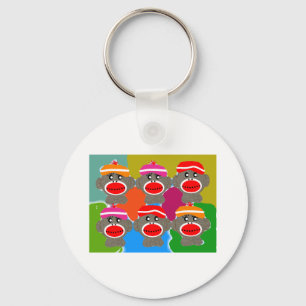 Sock Monkeys Pop Art Art Gifts Key Ring