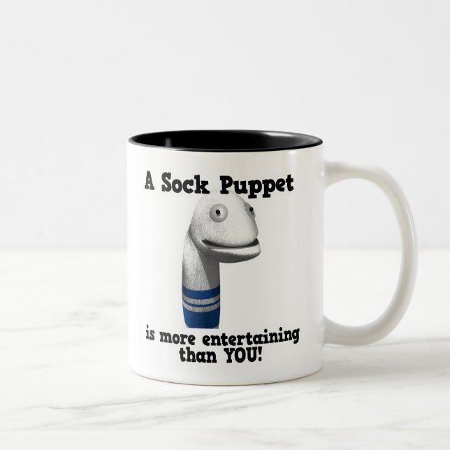 Sock Puppet More Entertaining Two-Tone Coffee Mug (Right)