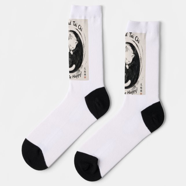 Sock show that cats and tai chi make you happy. (Left)