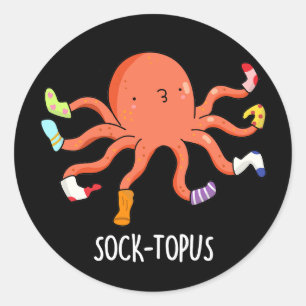 Sock-topus Funny Octopus With Socks Pun  Classic Round Sticker