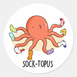 Sock-topus Funny Octopus With Socks Pun  Classic Round Sticker