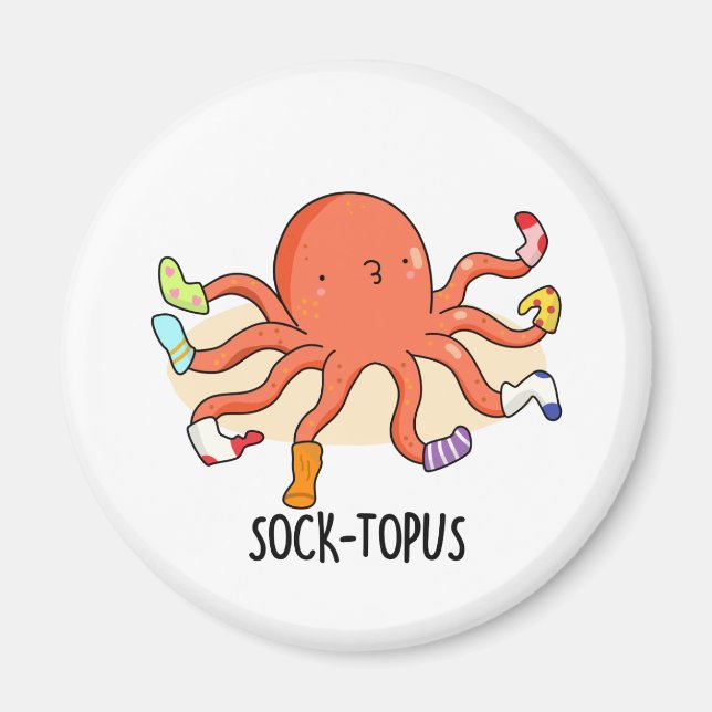 Sock-topus Funny Octopus With Socks Pun  Magnet (Front)