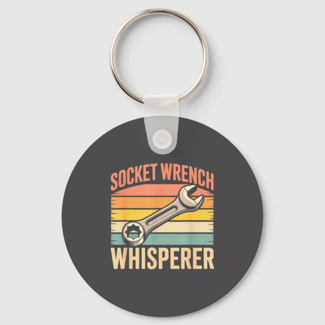 Socket Wrench Whisperer Retro Mechanic Crew Auto T Key Ring (Front)