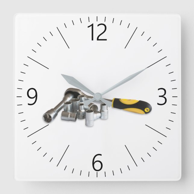 Socket wrenches square wall clock (Front)