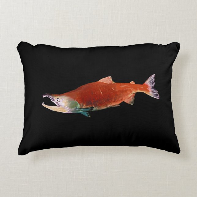 Sockeye Salmon in Red Decorative Cushion (Front)