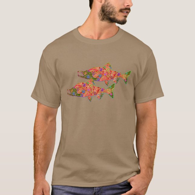 Sockeye Salmon Modern Art Image T-Shirt (Front)